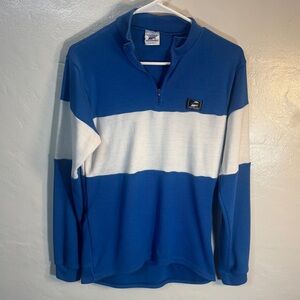 Vintage Performance Chapel Hill Cycling Jersey Sweater Thermax Blue USA Medium